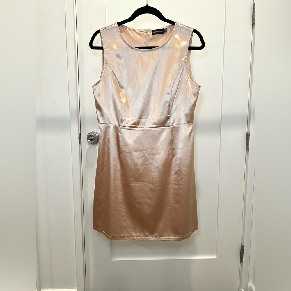 PrettyLittleThing Gold Satin Mini Dress